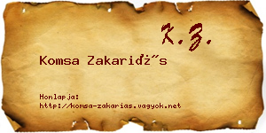 Komsa Zakariás névjegykártya